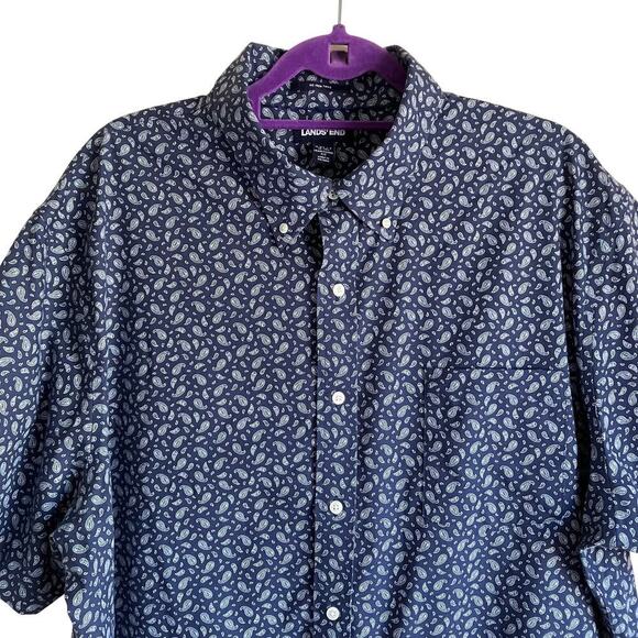 Duluth & Lands’ End Budle of Two Button Down Shirts Navy Paisley /Star Print 2XL - Picture 10 of 16